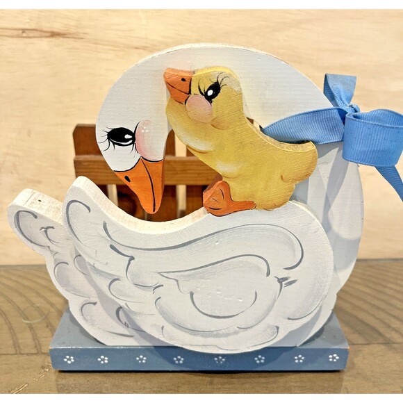 Vintage Duck Goose Napkin Holder 80s 90s cottage core country Farmhouse blue Woo - Picture 1 of 5